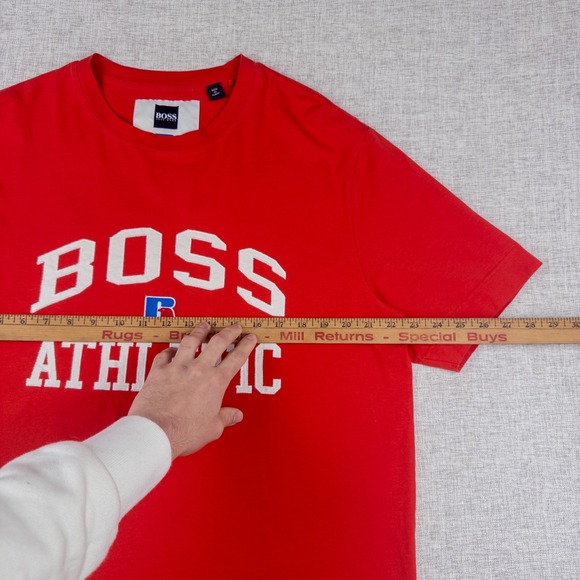 BOSS x Russell Athletic BOSS ATHLETIC Red Logo T-Shirt Mens XL - Picture 10 of 14